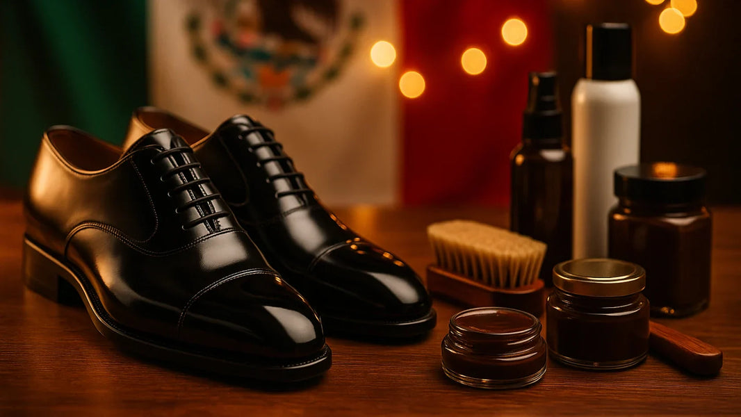 Zapatos de lujo cuidados con productos premium Maestro Zapatero, listos para celebrar el 15 de septiembre en México