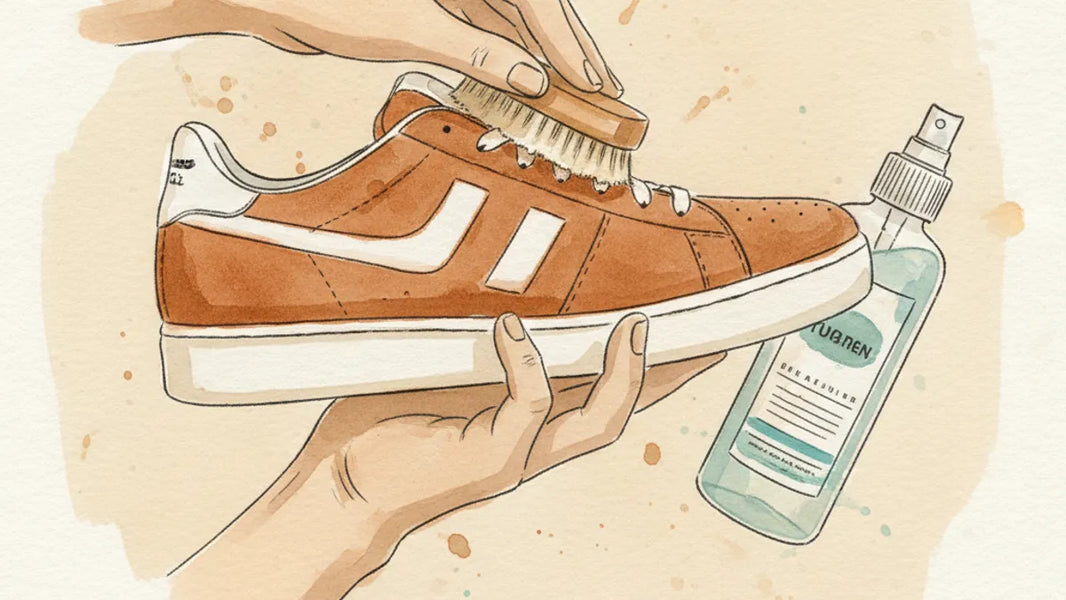 Ilustración editorial: ¿Cómo limpiar la gamuza de los tenis sin arruinar el material?