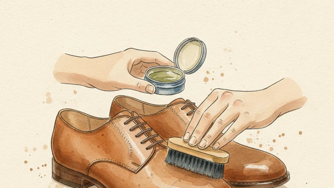 Ilustración editorial: Crema o cera para zapatos de piel: ¿cuál necesitas realmente y cuándo?