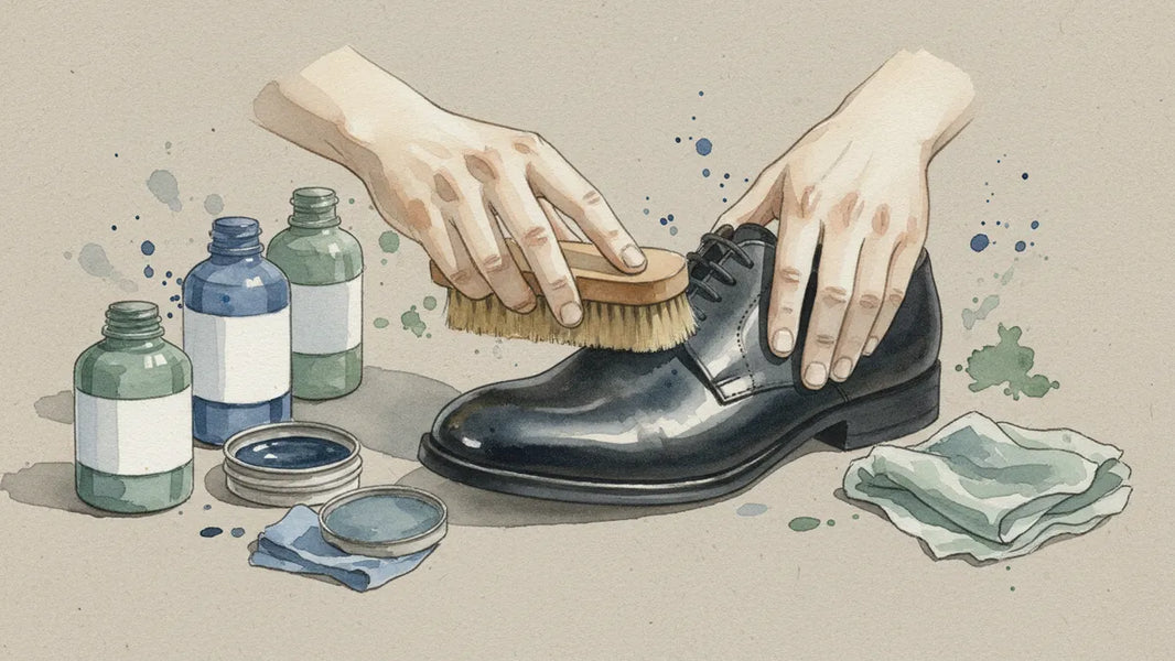 Ilustración editorial: ¿Qué hace realmente cada producto para cuidar la piel de tu calzado?