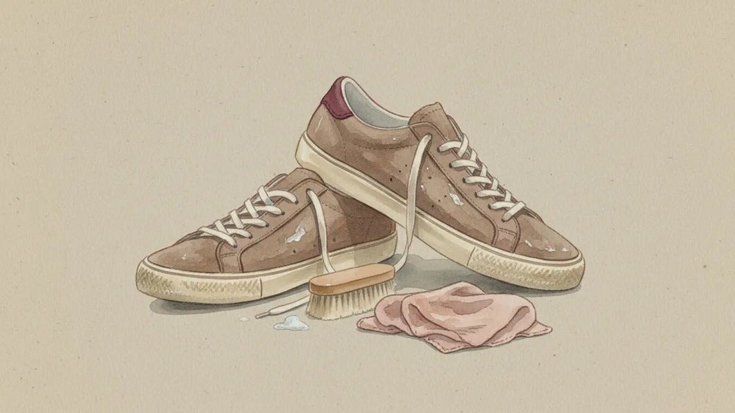 Ilustración editorial: ¿Cómo lavar tenis de gamuza sin arruinarlos?
