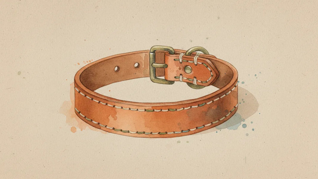 Ilustración editorial: ¿Vale la pena un collar de piel cosido a mano para mi perro?