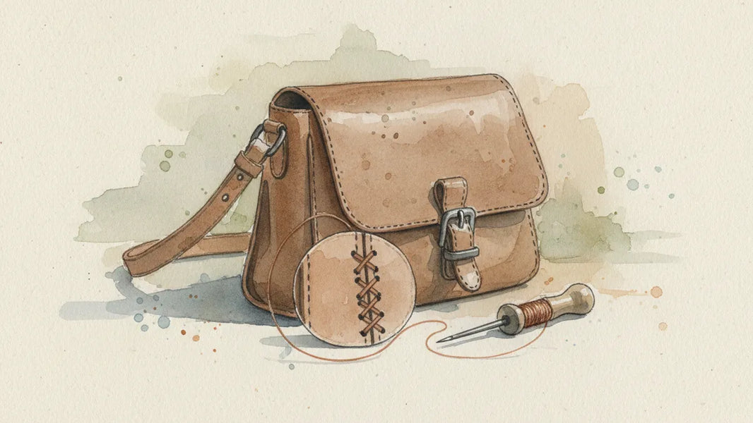 Ilustración editorial: ¿Por qué el punto de silla hace más fuerte a un bolso o zapato de piel?