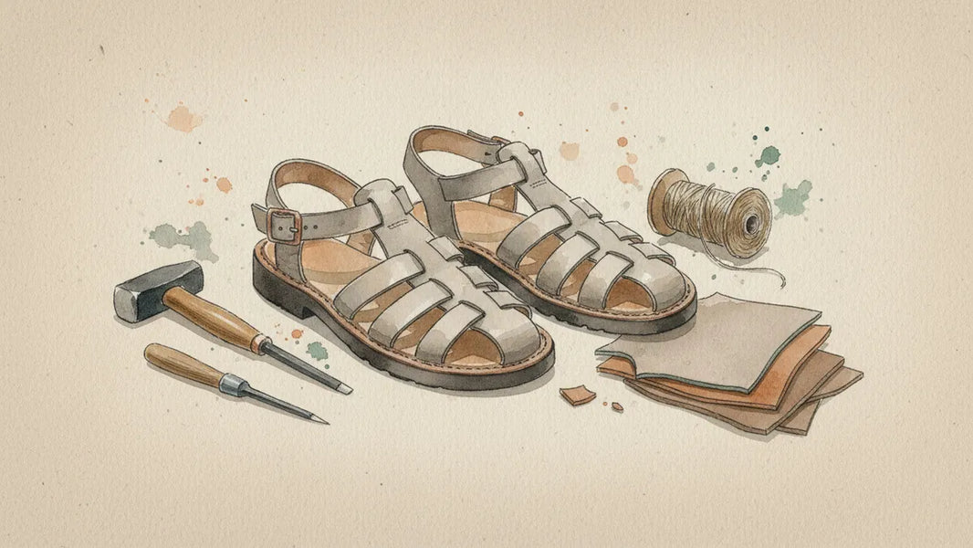 Ilustración editorial: ¿Puede una sandalia de pescador durar años y resolarse como un zapato formal?