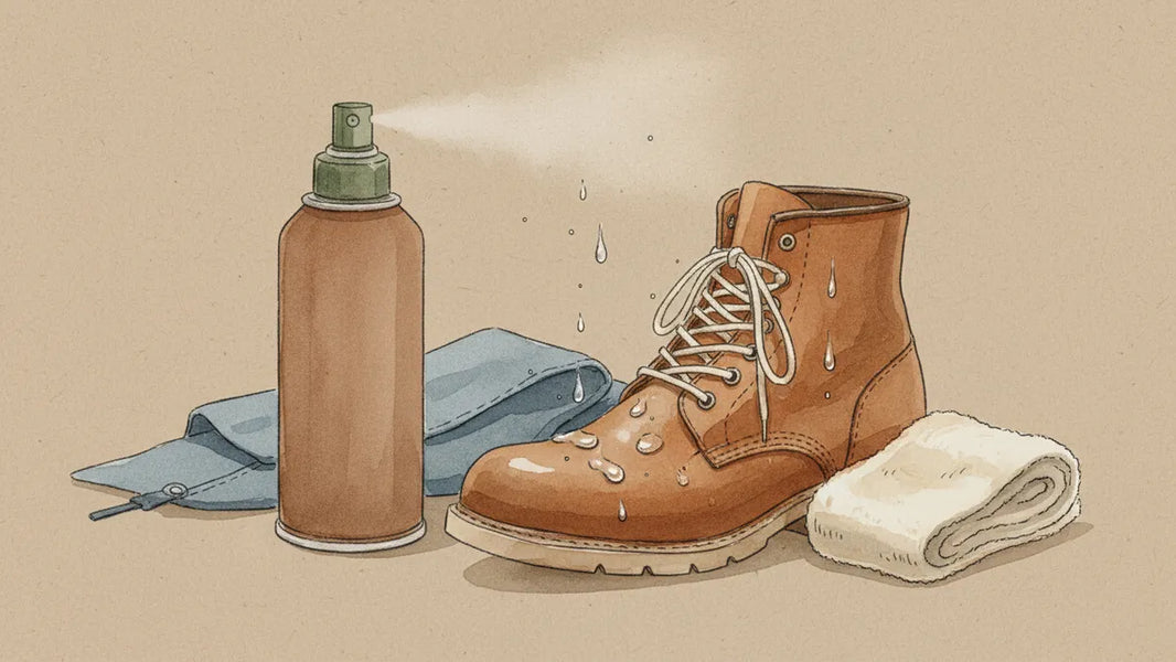 Ilustración editorial: Impermeabilizar sin asfixiar la piel: el spray correcto para la temporada de lluvias