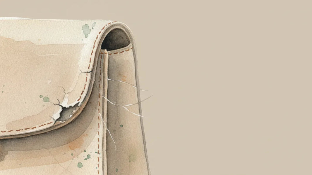 Ilustración editorial: El borde que se sacrifica primero: piping de bolsos de lujo y el arte de reconstruirlo