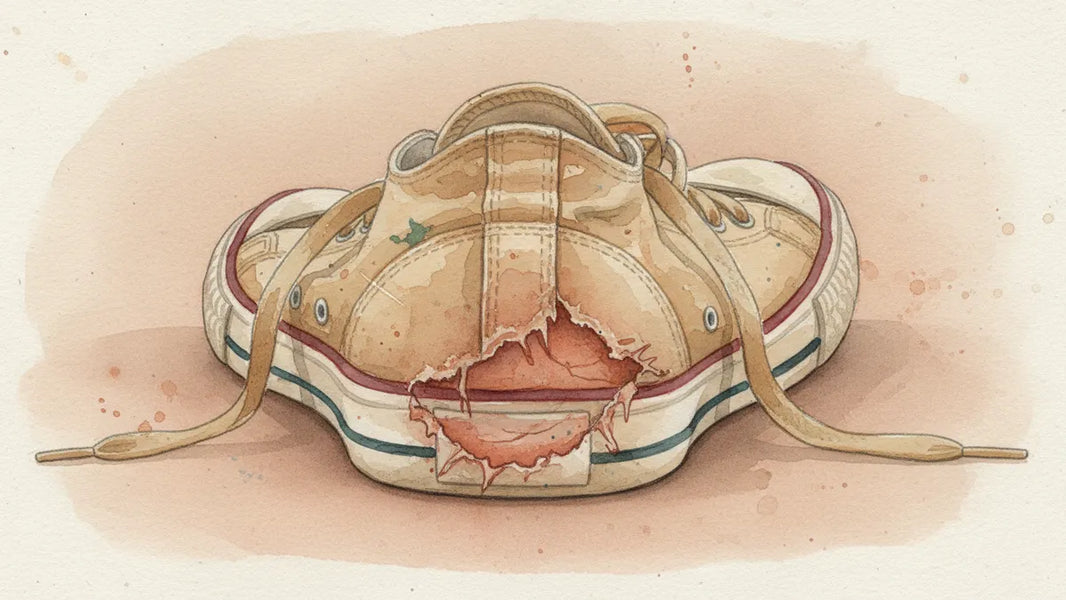 Ilustración editorial: Cambio de suela de tenis: cuándo vale la pena y qué esperar del proceso