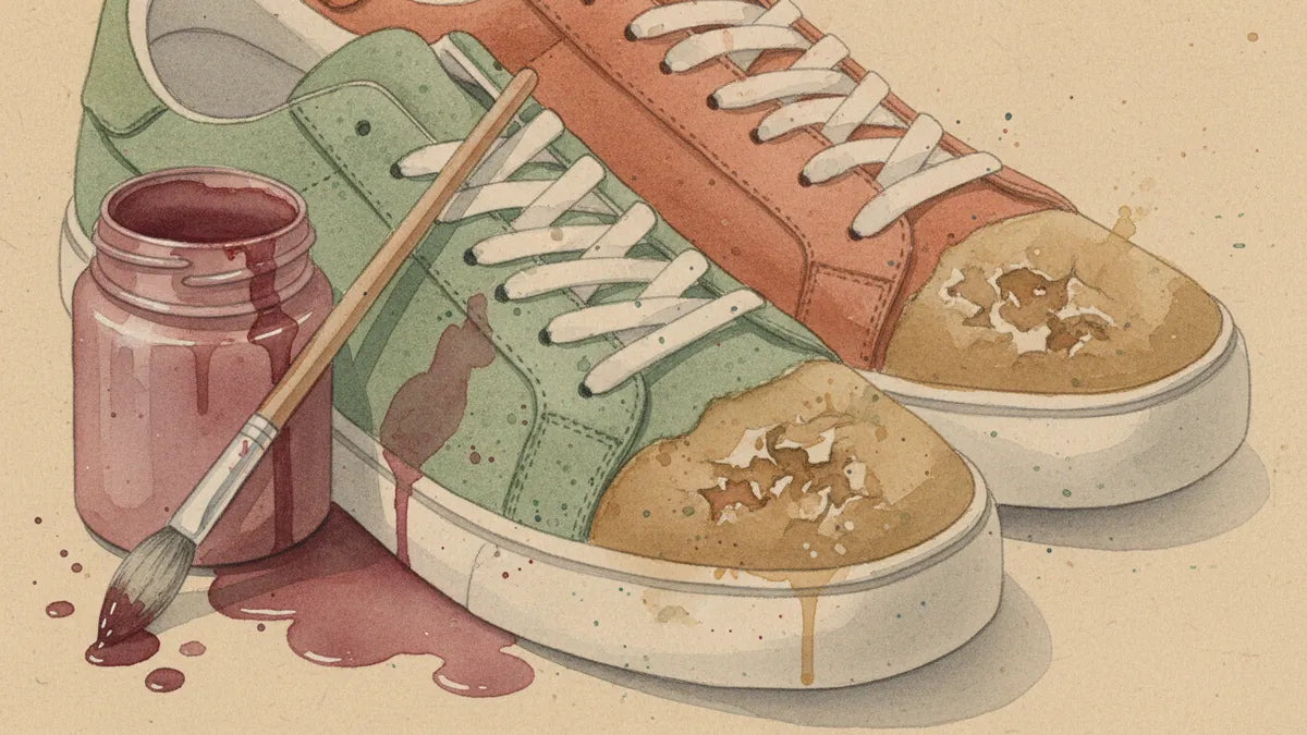Ilustración editorial: Pintura para pintar tenis de gamuza: lo que funciona y lo que arruina el material