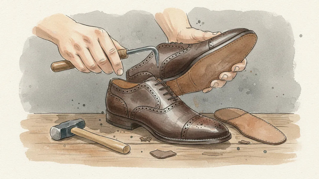 Ilustración editorial: Cambio de suelas: cuándo vale la pena y cuándo no