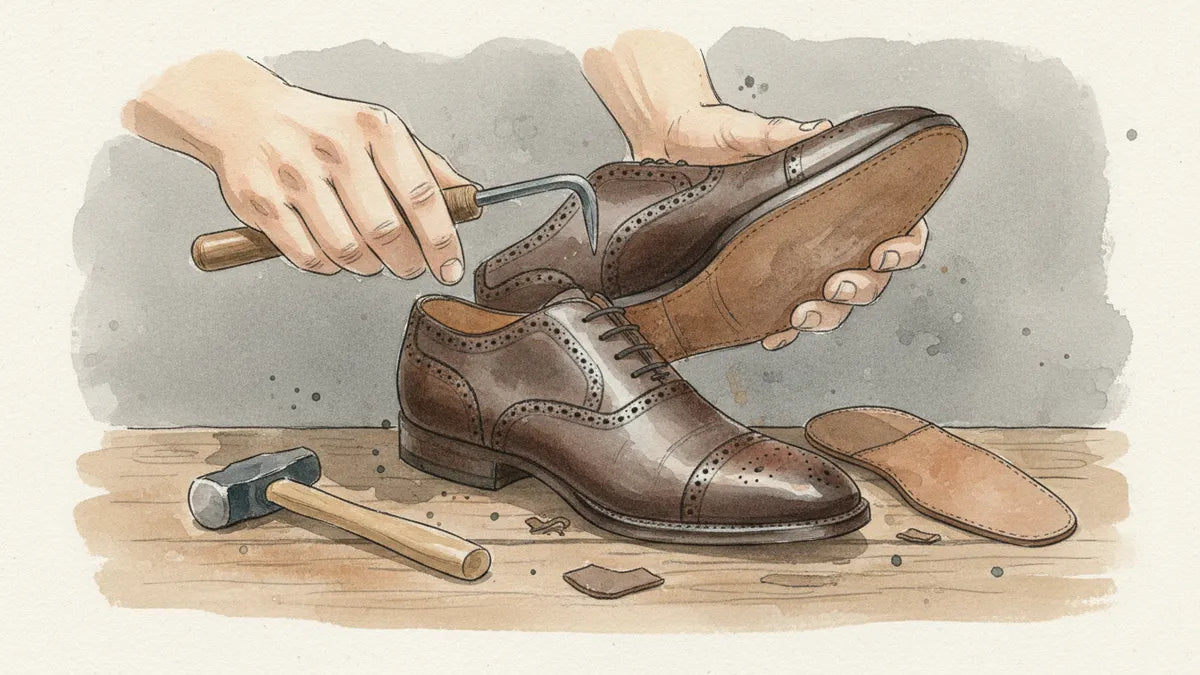 Ilustración editorial: Cambio de suelas: cuándo vale la pena y cuándo no