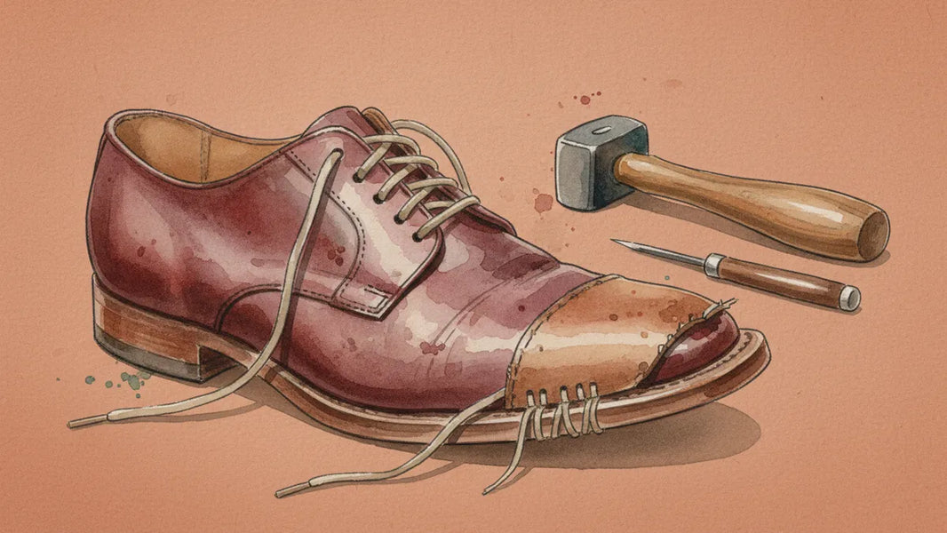 Ilustración editorial: Reparación de zapatos: cuándo reparar, qué se salva y qué no
