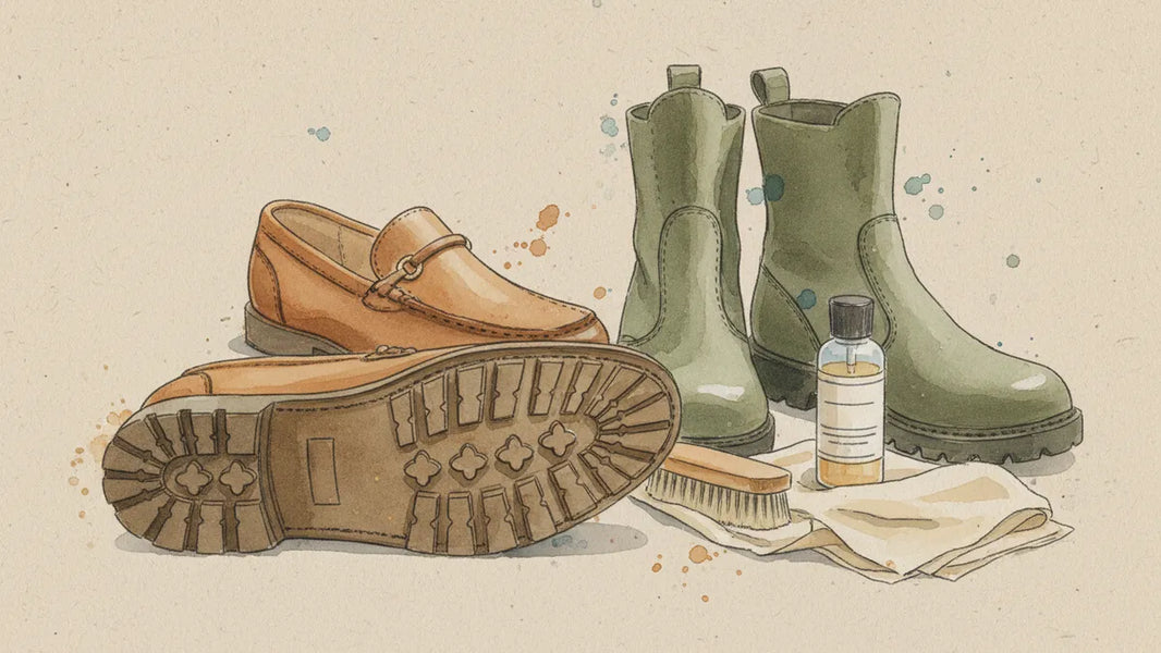 Ilustración editorial: Antiderrapante en zapatos: lo que la suela le dice sobre su seguridad