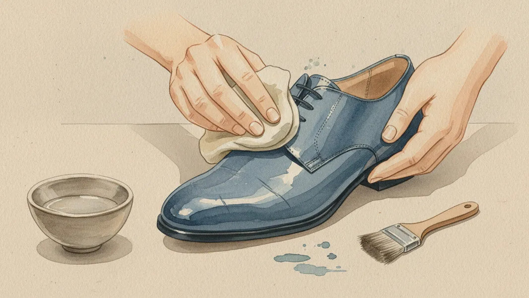 Ilustración editorial: Cómo limpiar zapatos de charol rayados: lo que sí funciona y lo que no