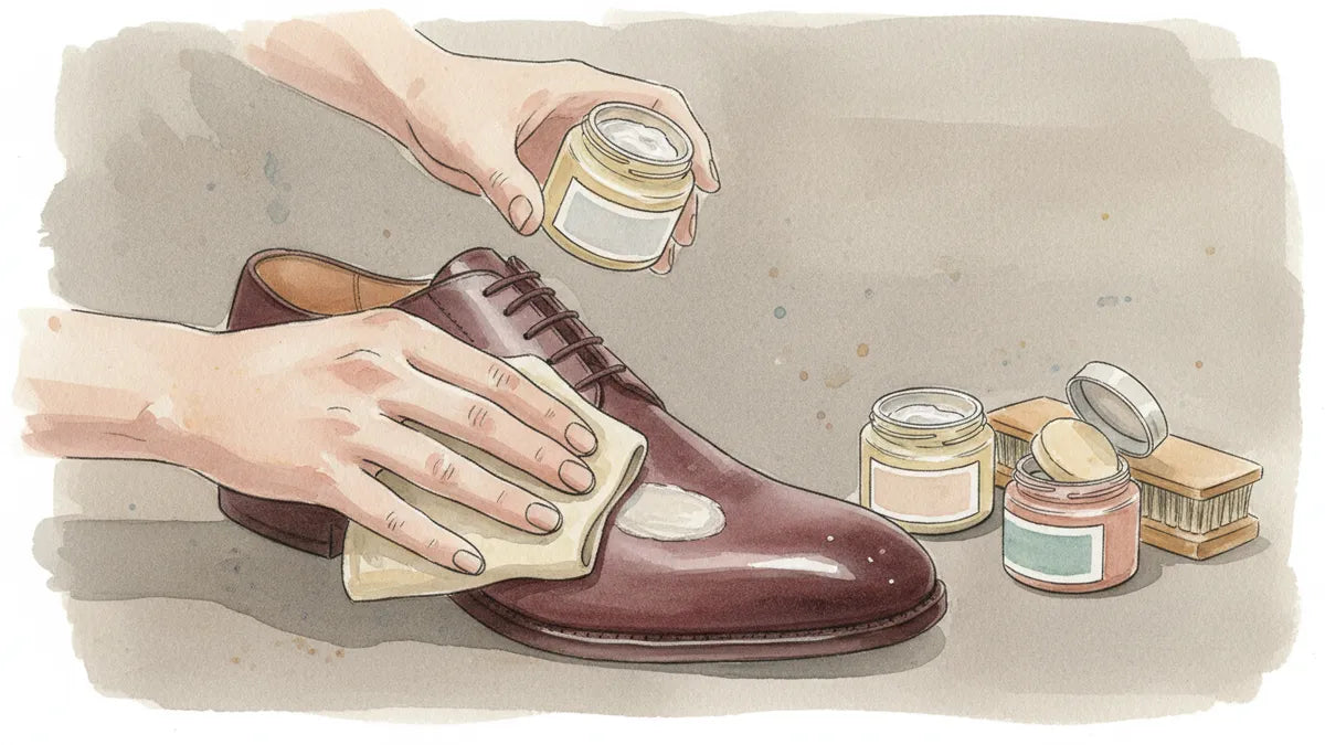 Ilustración editorial: Crema, cera o acondicionador: la función real de cada frasco Saphir