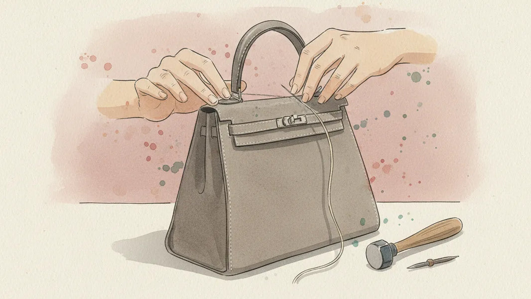 Ilustración editorial: El bolso Kelly de Hermès: 680 puntadas hechas por un solo artesano