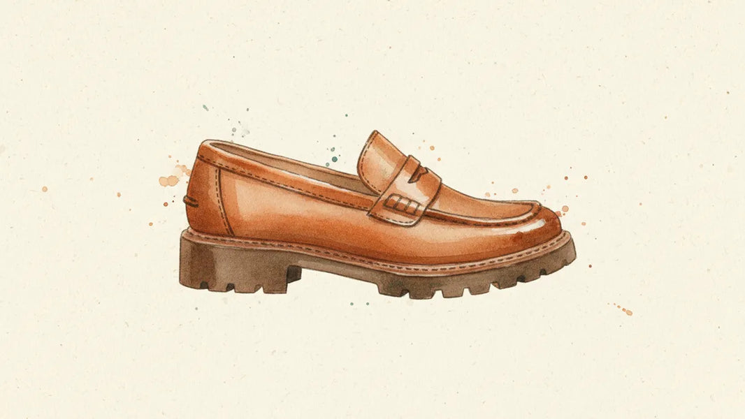 Ilustración editorial: El chunky loafer de suela lug: el mocasín que aprendió a trabajar