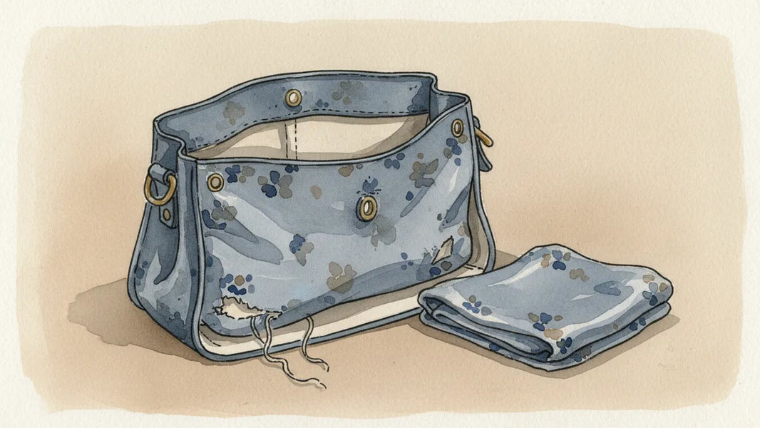 Ilustración editorial: El forro interior de un bolso: cuándo se restaura y cuándo se reemplaza