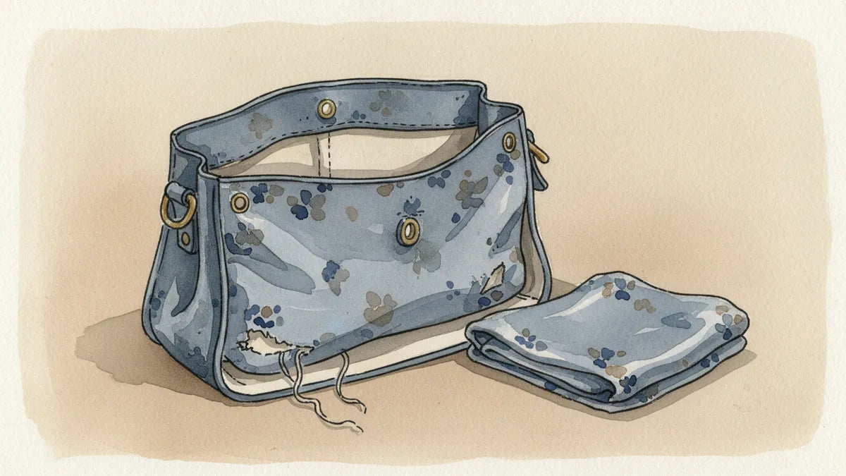 Ilustración editorial: El forro interior de un bolso: cuándo se restaura y cuándo se reemplaza