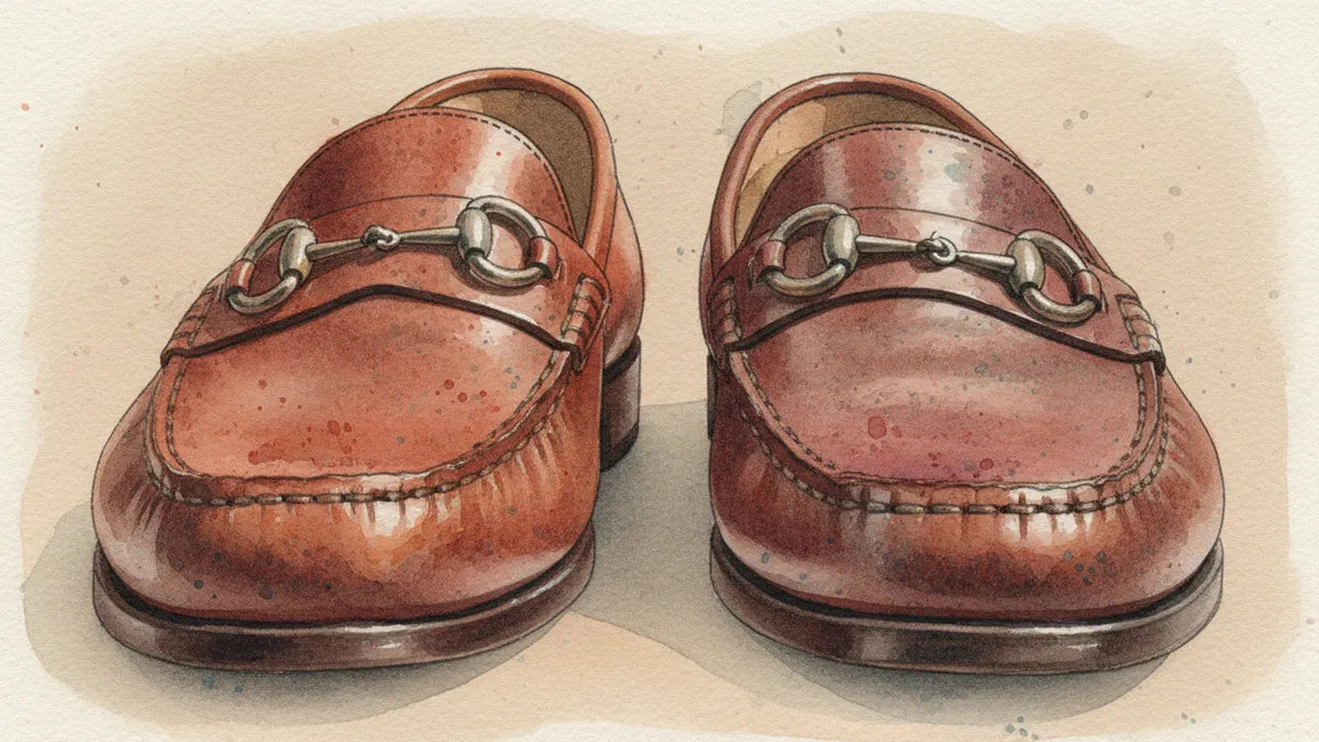 Ilustración editorial: Penny loafer y Gucci Horsebit: dos linajes, un mismo poder atemporal