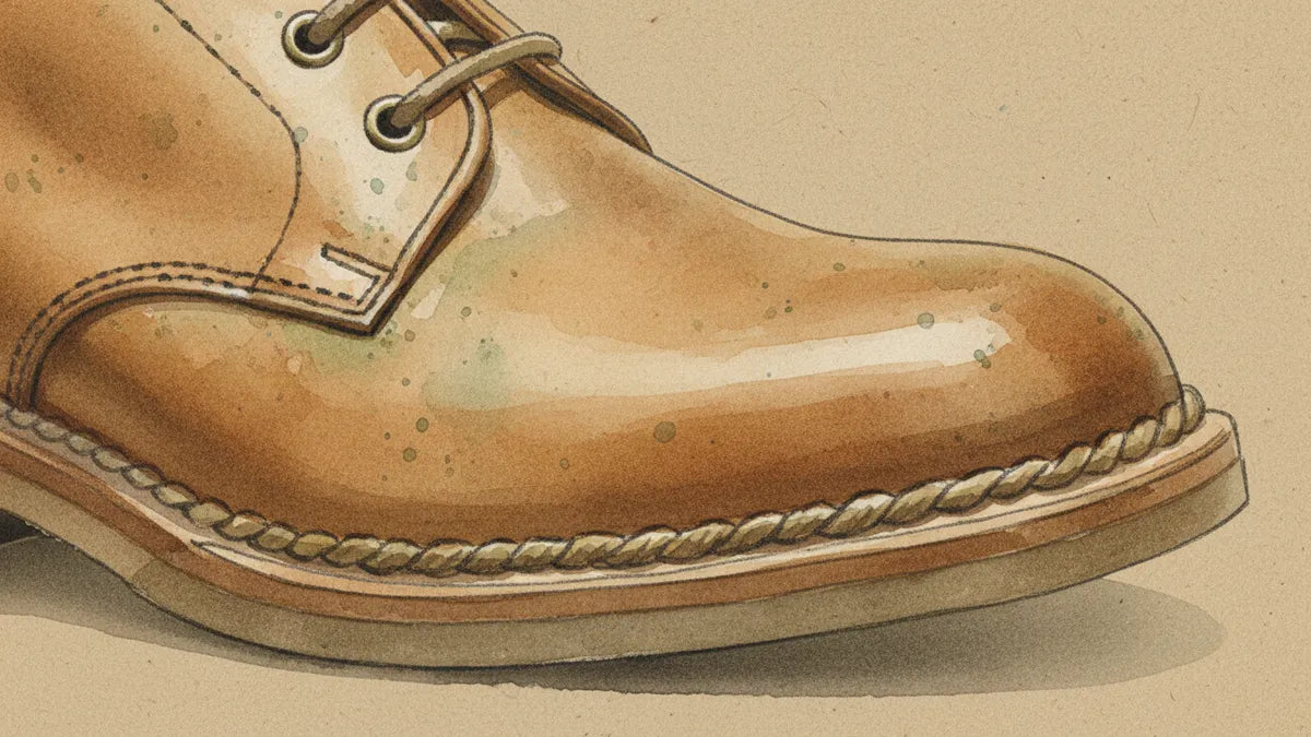 Ilustración editorial: La construcción Norvegese: la costura italiana que sella el zapato contra el agua
