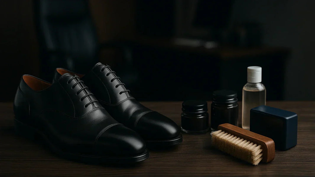 Zapatos ejecutivos negros cuidados con productos Saphir, Tarrago, Angelus y TRG de Maestro Zapatero.