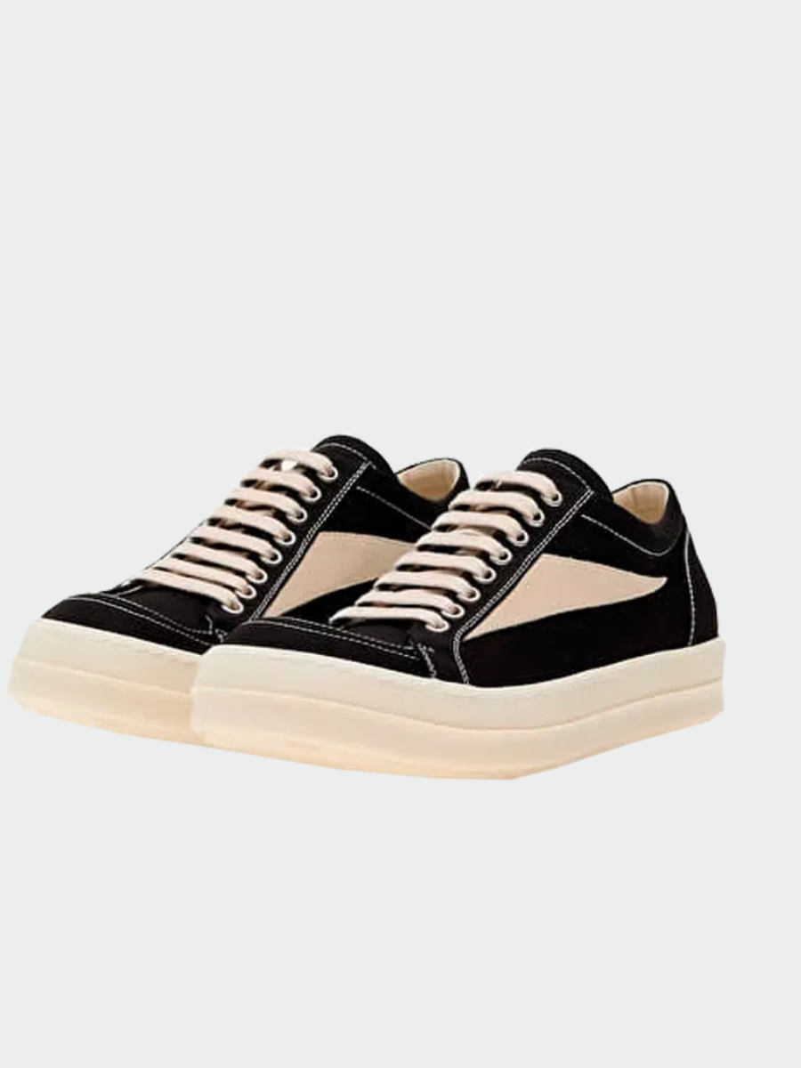 TENIS RICK OWENS DRKSHADW LUXOR VINTAGE LOW BLACK MILK - tenis de lujo Maestro Zapatero