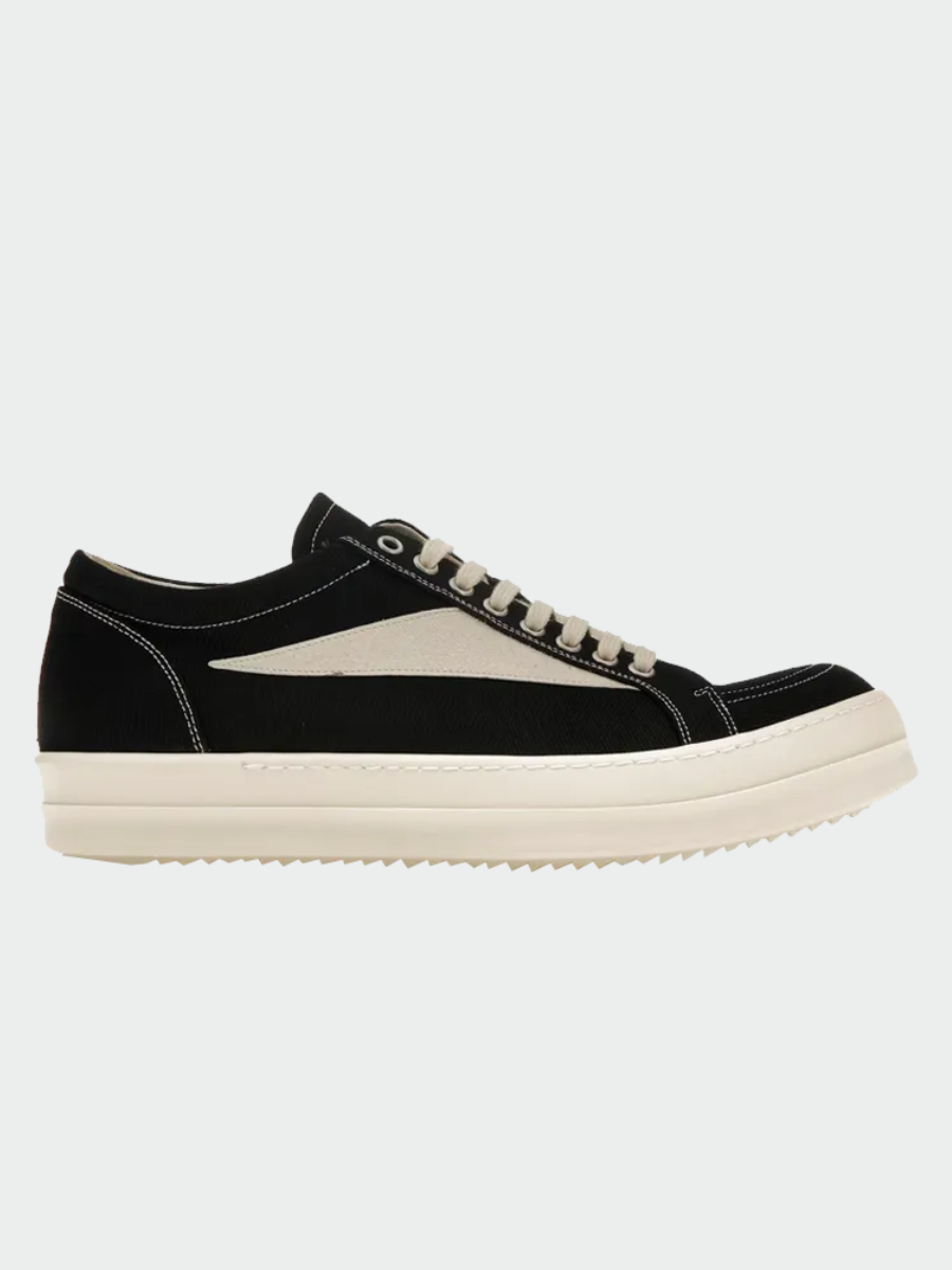 TENIS RICK OWENS DRKSHADW LUXOR VINTAGE LOW BLACK MILK - tenis de lujo Maestro Zapatero